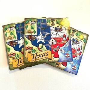 00sTEXAS PRODUCTS Vintage Americana Cork 4 Piece Coaster Set